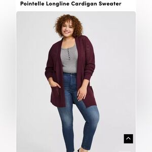 Torrid Deep Purple Pointelle Longline Cardigan Sweater